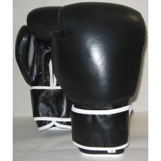 Boxing Gloves for Sparring/Competition in Genuine Leather with Air Maxx System, Black/White