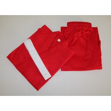 Karate/Taekwondo Red Gi Cotton/Poly Preshrunk Adult/Kids with White Belt