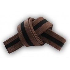 Brown/Black Stripe Belt 4cm Wide Double Wrap for Karate / Taekwondo / Judo / Kendo / Hapkido