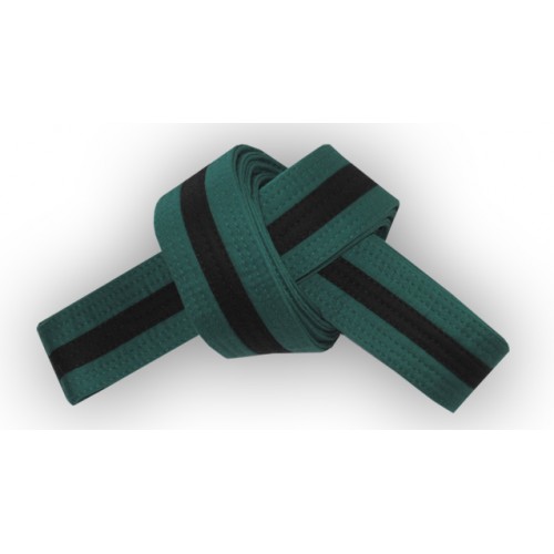 Martial Arts 1.5 Wide Karate Taekwondo Double Wrap Yellow with Green Stripe Belt 