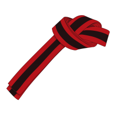 Red/Black Stripe Belt 4cm Wide Double Wrap for Karate / Taekwondo / Judo / Kendo / Hapkido