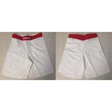 MMA SHORTS / TRUNKS, SPORTS FITNESS SHORTS, WHITE/RED, FREE SHIPPING (Brand New)