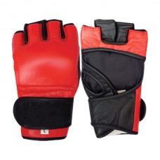 Ultimate MMA Gloves Red/Black in Genuine / Real Leather, Thumb Support. Fast Shipping