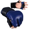 Ultimate MMA Gloves Black/Blue in Genuine / Real Leather, Thumb Support. Fast Shipping