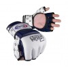 FAIRTEX AMATEUR COMPETITION GLOVES in White/Blue Genuine Leather, Thumb Support. Fast Ship