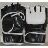 MMA Safety Sparring Gloves Black/White in Genuine Leather Quality. Fast Shipping