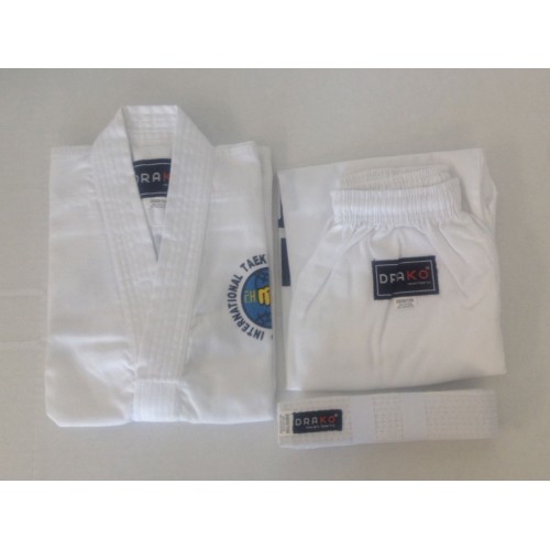 Karate/Taekwondo White Gi Cotton/Poly 8-OZ Preshrunk Adult/Kids with White Belt 