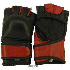 Ultimate MMA Gloves Black/Red in Genuine / Real Leather, Thumb Support. Fast Shipping