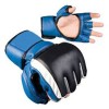 MMA Safety Sparring Gloves Blue/Black in Genuine Leather Quality. Fast Shipping