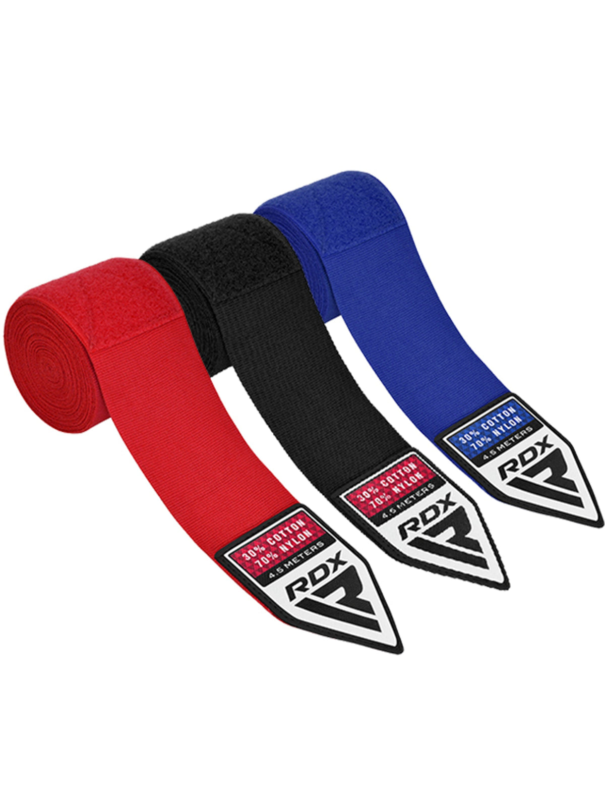 RDX RB Professional Boxing Hand Wraps 3-Pair Combo Set - Black, Blue & Red