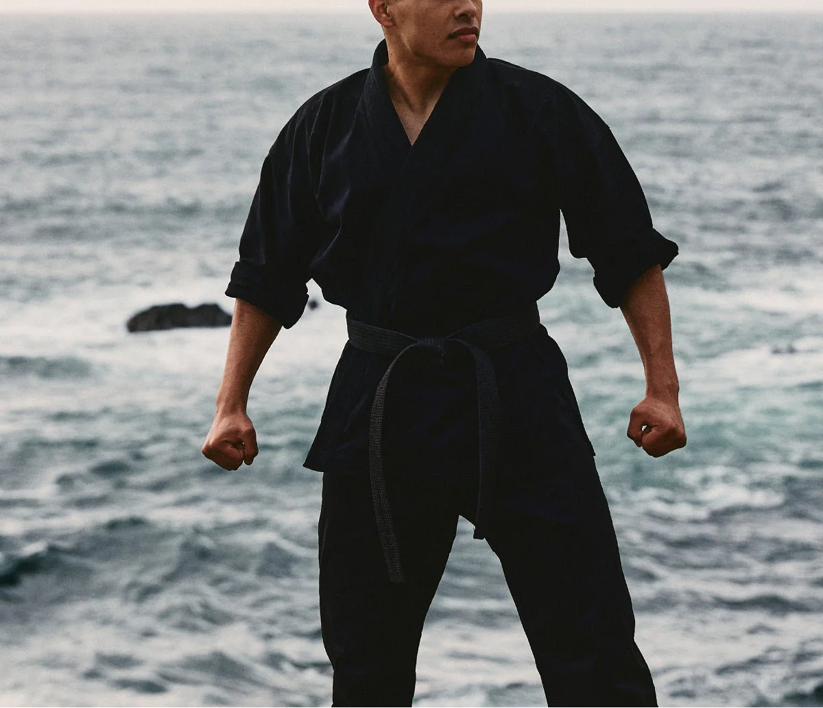 Middleweight 9.5oz Karate Uniforms White, Black