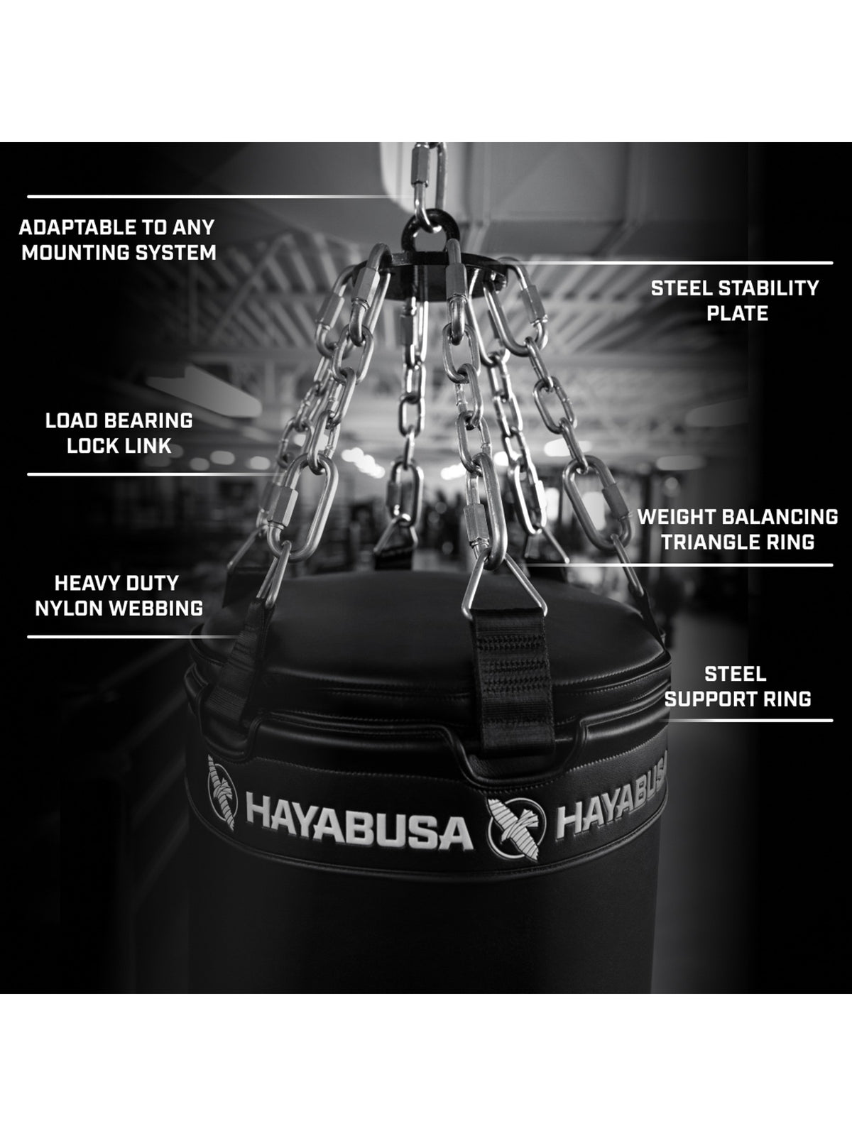 Hayabusa 125lb Classic Heavy Bag, black, image 2