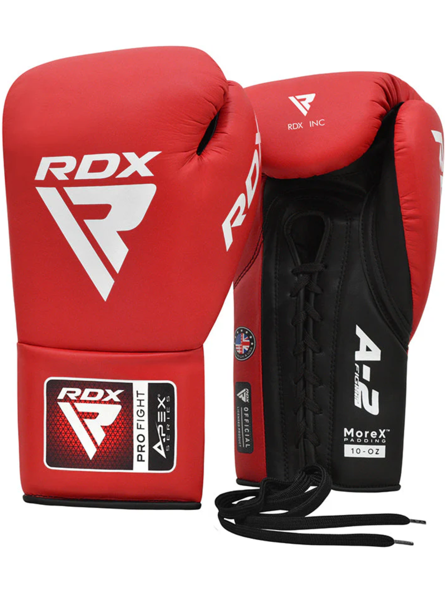 RDX APEX Competition/Fight Lace Up Boxing Gloves Red, Blue