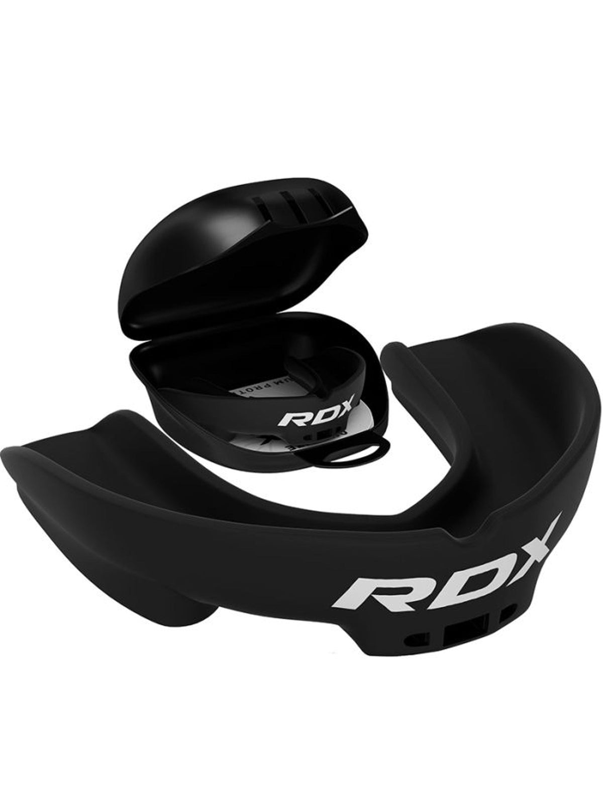 RDX 3W boil and bite mouth guard, black, with ventilated carry case