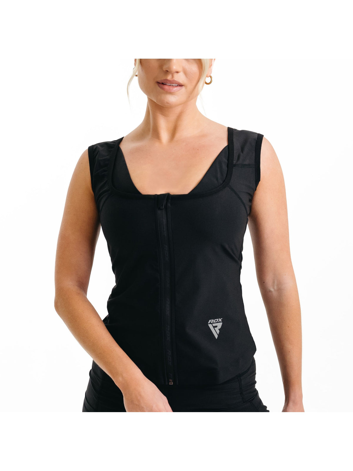 RDX W2 Women Sweat Vest With Zipper - Black