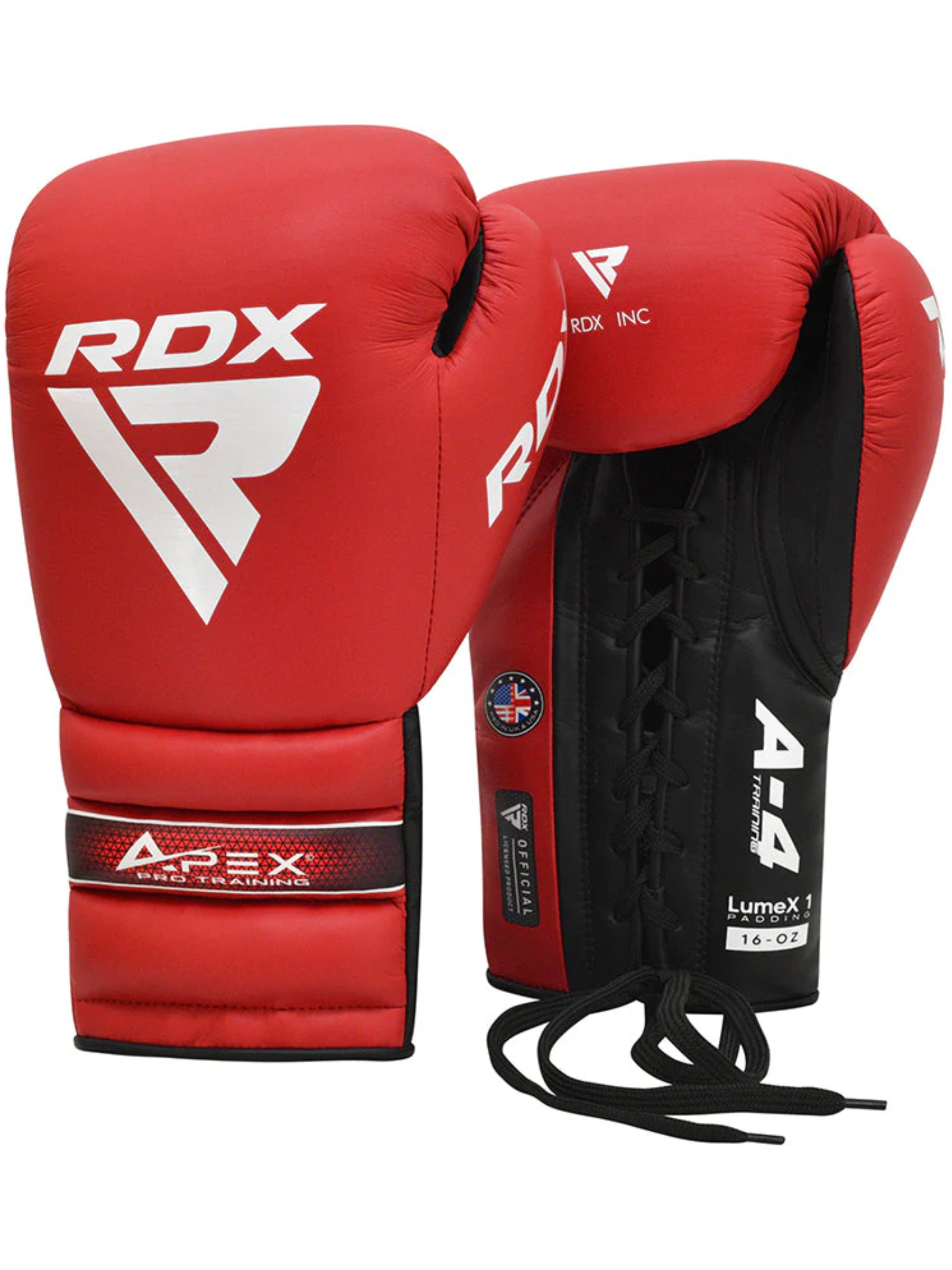 RDX APEX Lace up Training/Sparring Boxing Gloves Red, Blue