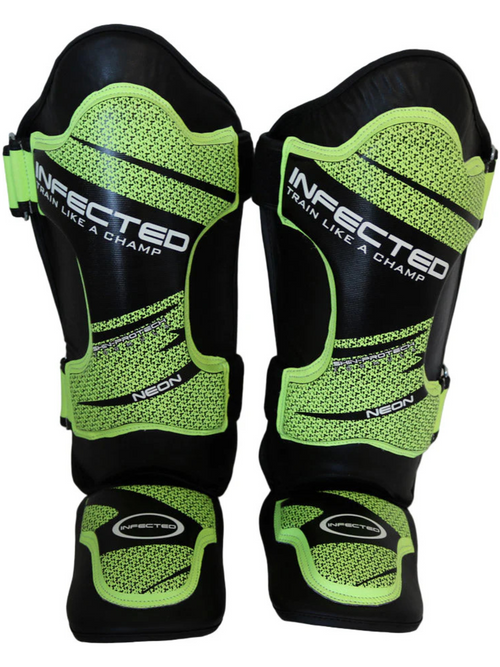 Armored Shin Instep Guards for Boxing & MMA – Green, Orange, Yellow | XS–XL