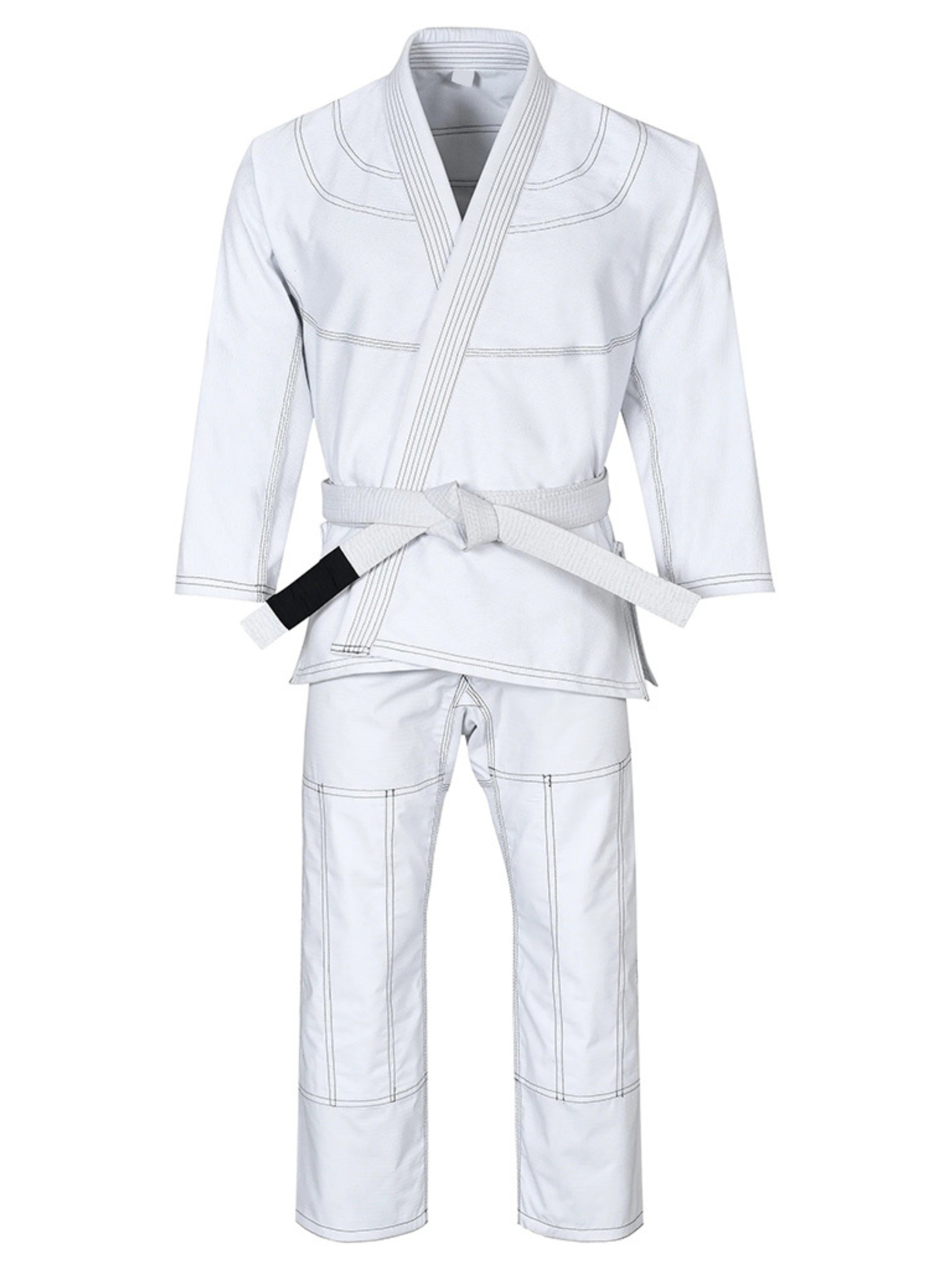 BJJ Gi White/Gray – Brazilian Jiu Jitsu Uniform with Free Belt | Sizes A0–A7