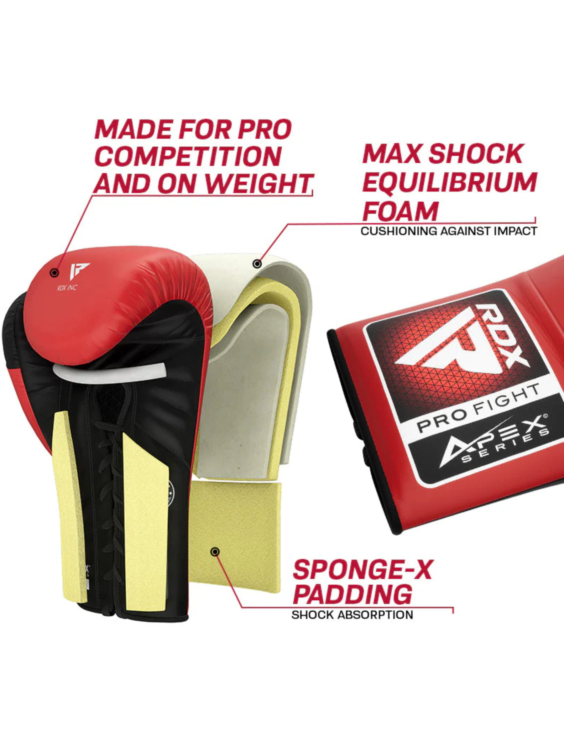 RDX PF APEX Competition/Fight Lace Up Boxing Gloves Red, Blue