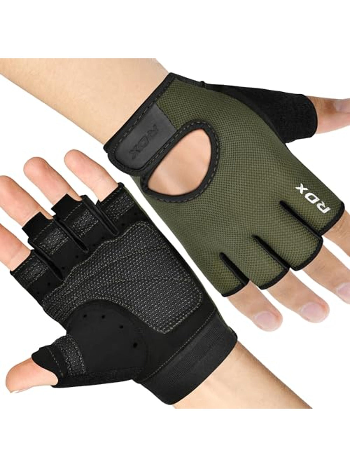 Gym Weight Lifting Gloves T1, army green, feature graphic