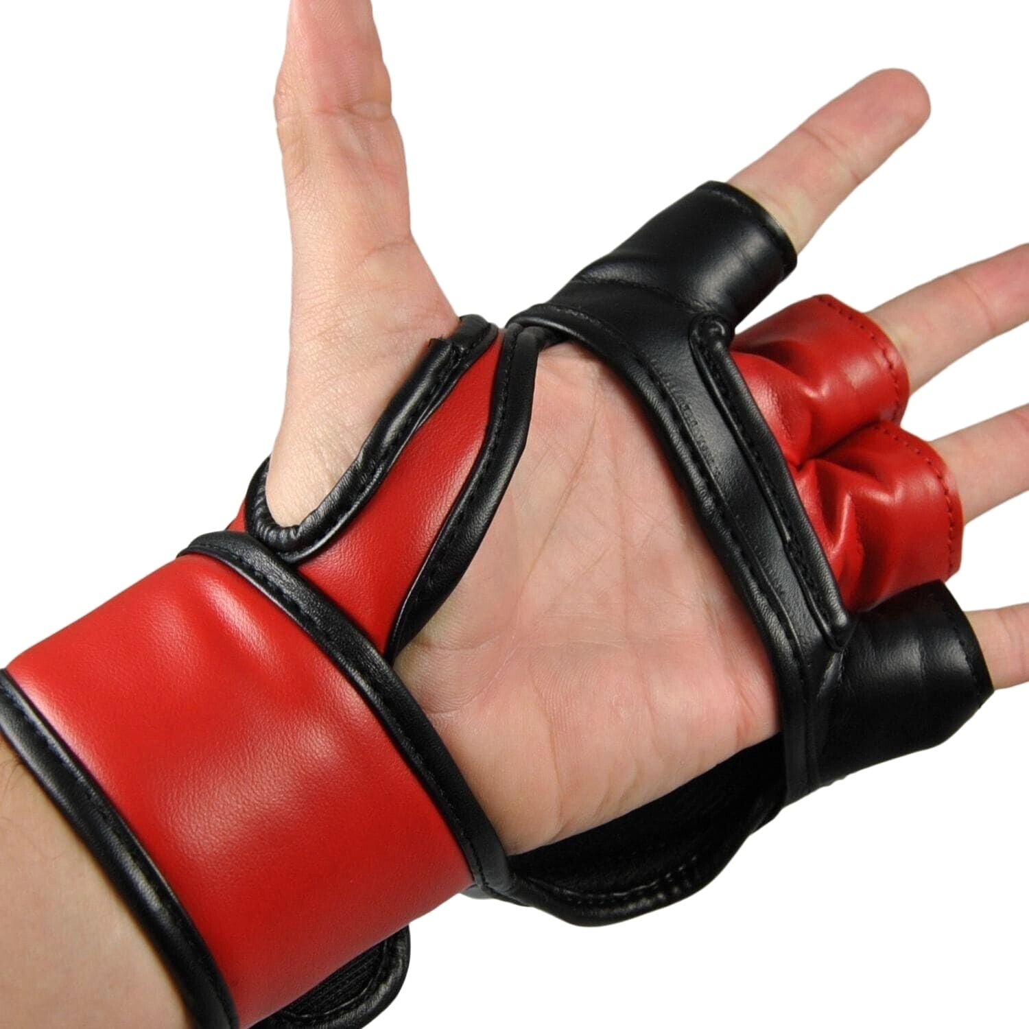 Ultimate MMA Combat Gloves in Genuine Leather Black/Red