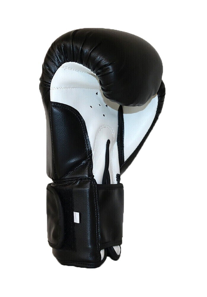 Classic Sparring Boxing Gloves in Faux Leather Black/White