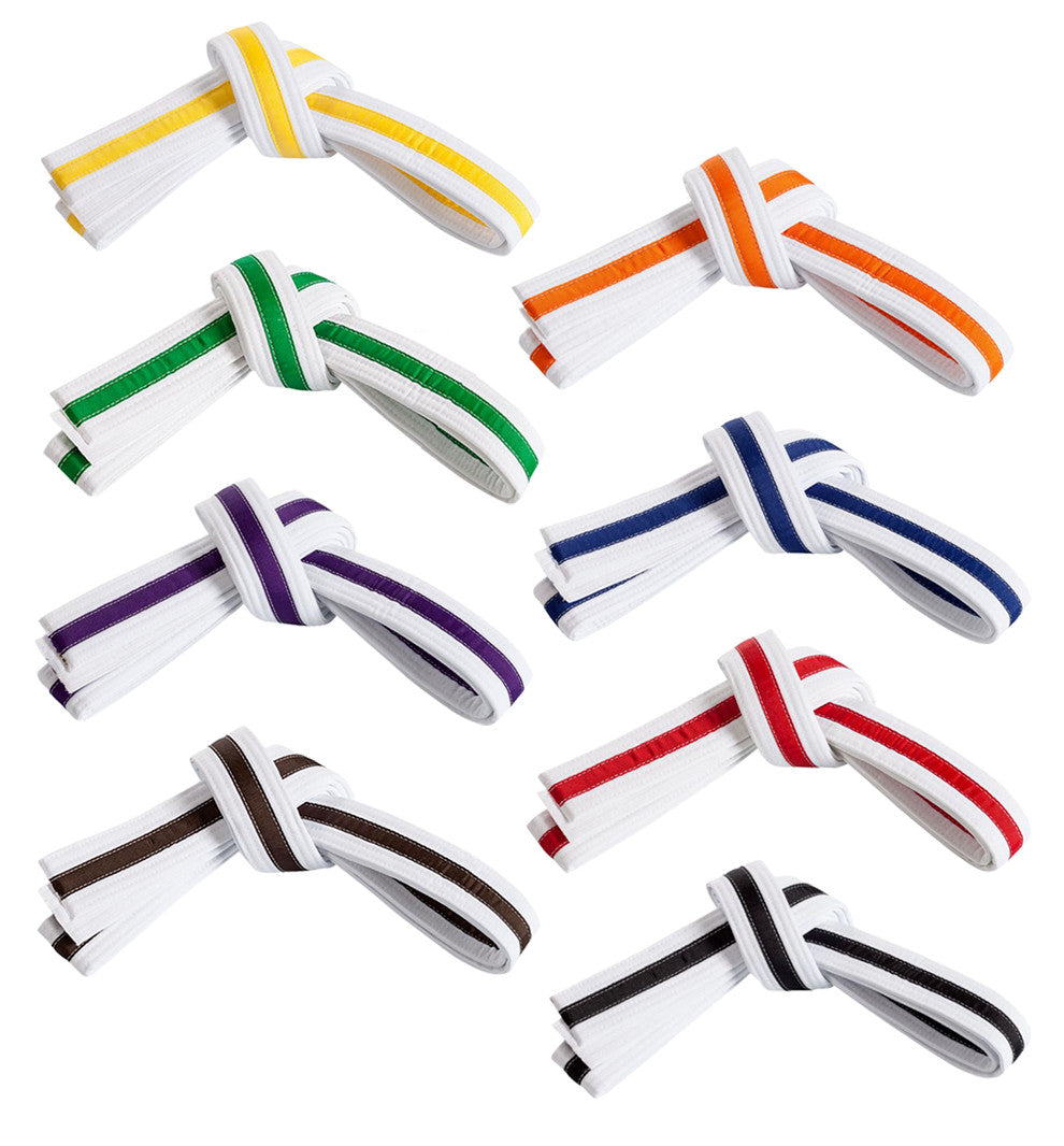 Cinturones de karate, taekwondo y judo de doble capa a rayas para deportes marciales - Envío gratuito
