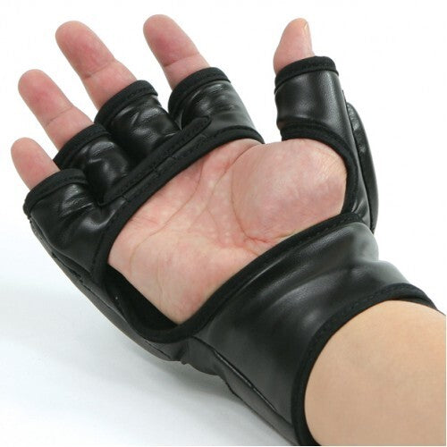 Open Palm MMA Gloves in Genuine Leather Black