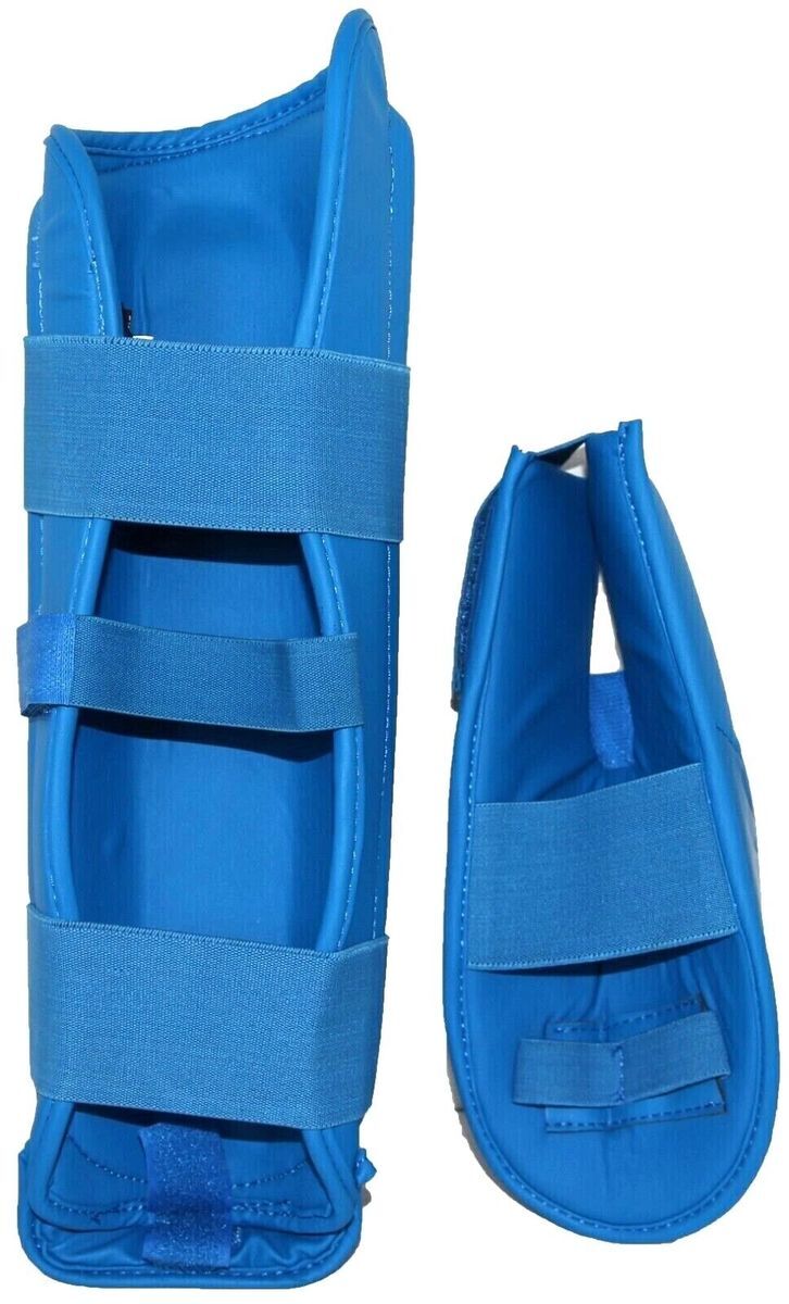 Karate Shin Instep Guards with Detachable Feet Blue