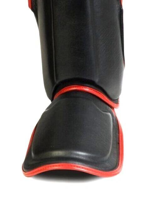 Armored Shin Instep Guards for Boxing & MMA Black/Red