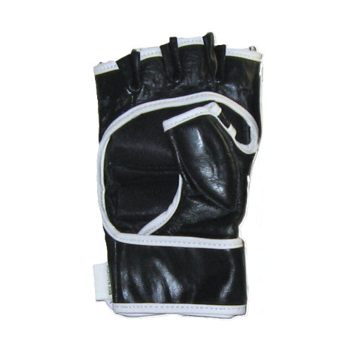 Guantes de MMA de seguridad en cuero genuino negro/blanco 
