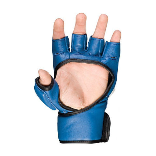Guantes de MMA de seguridad en cuero genuino azul/negro/blanco 