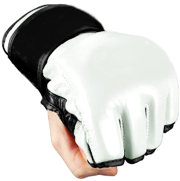 Ultimate MMA Combat Gloves in Genuine Leather White/Black