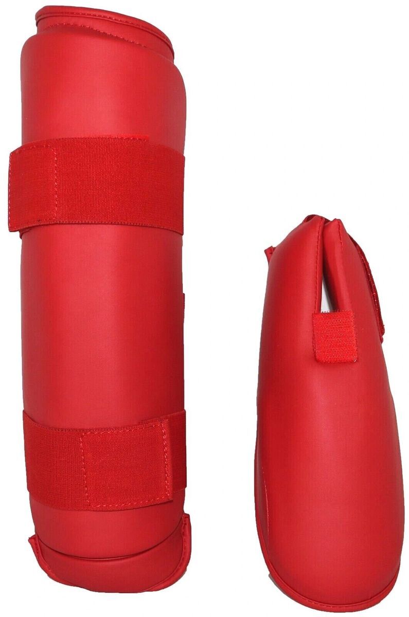 Karate Shin Instep Guards with Detachable Feet Red