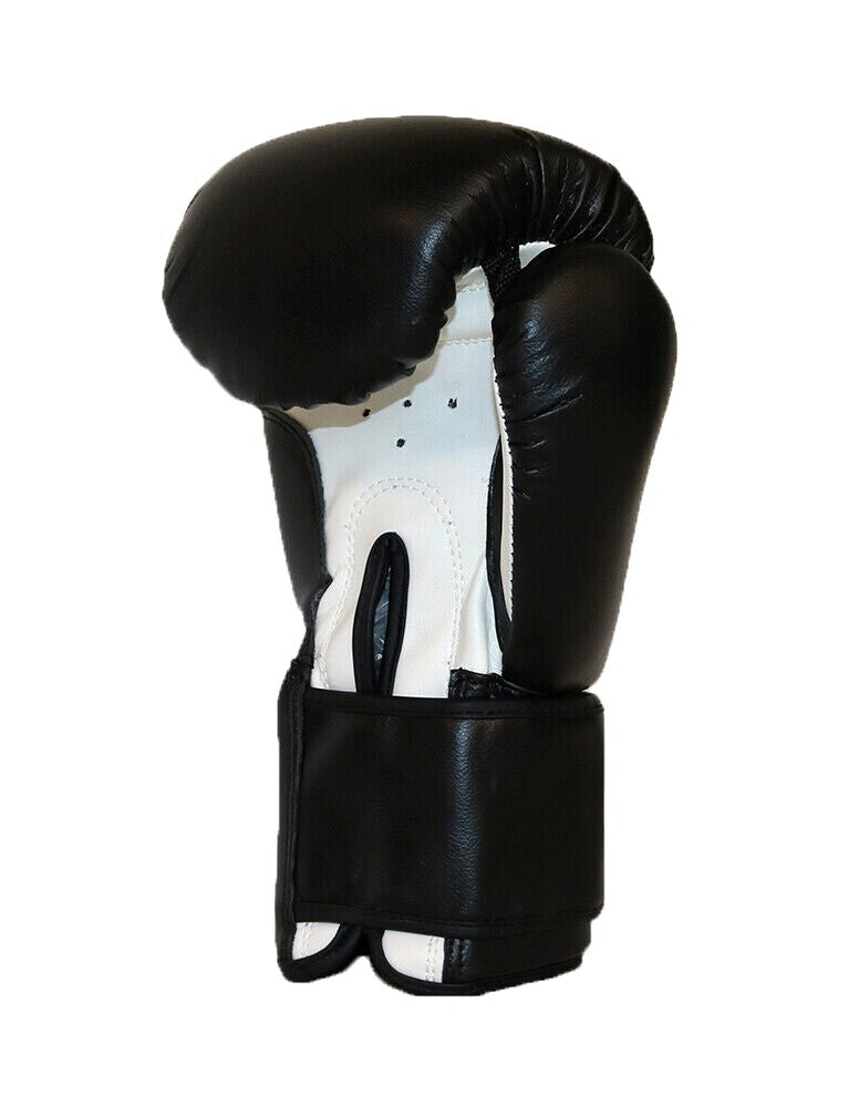 Classic Sparring Boxing Gloves in Faux Leather Black/White