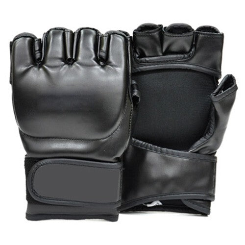 Open Palm MMA Gloves in Premium Faux Leather Black