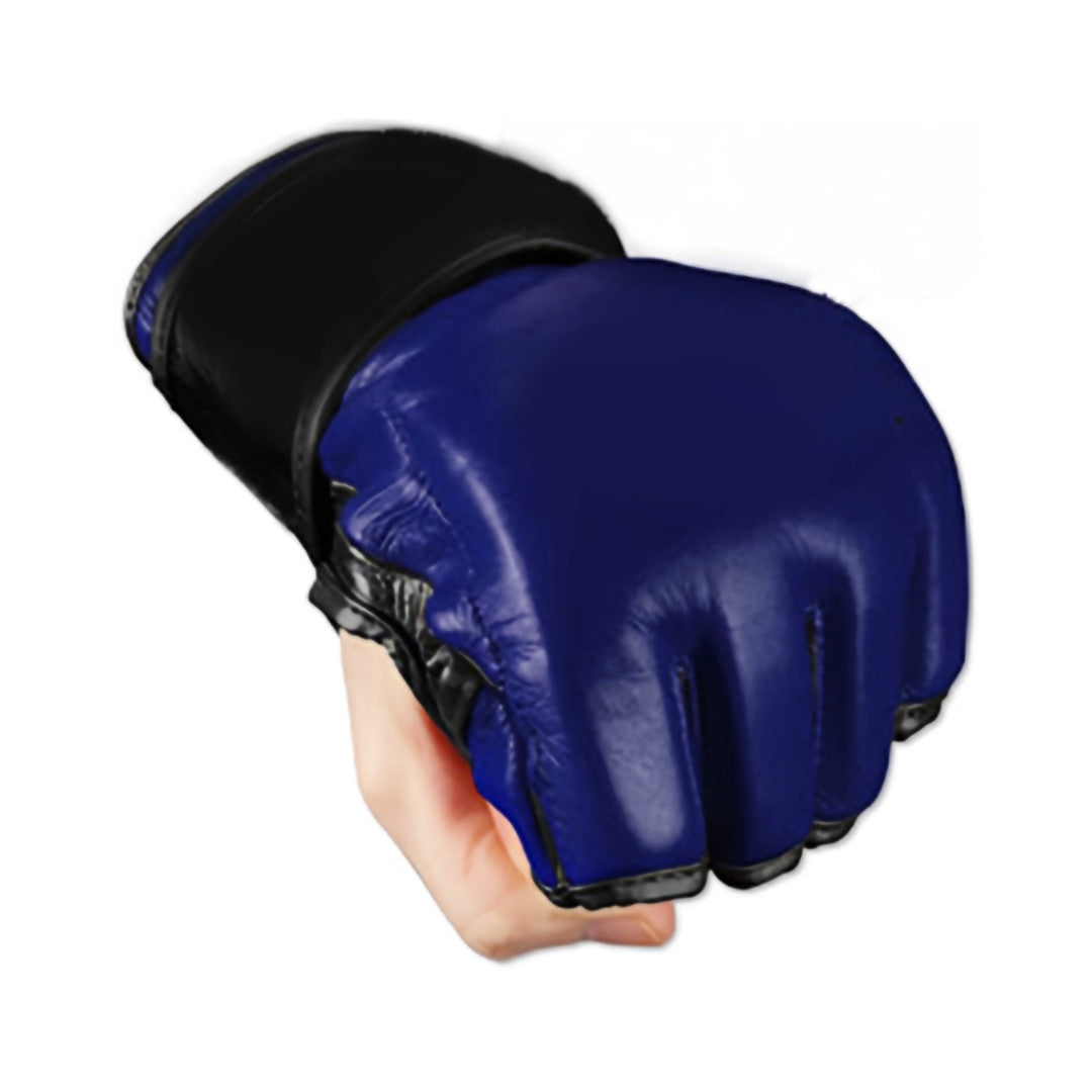 Ultimate MMA Combat Gloves in Genuine Leather Blue/Black