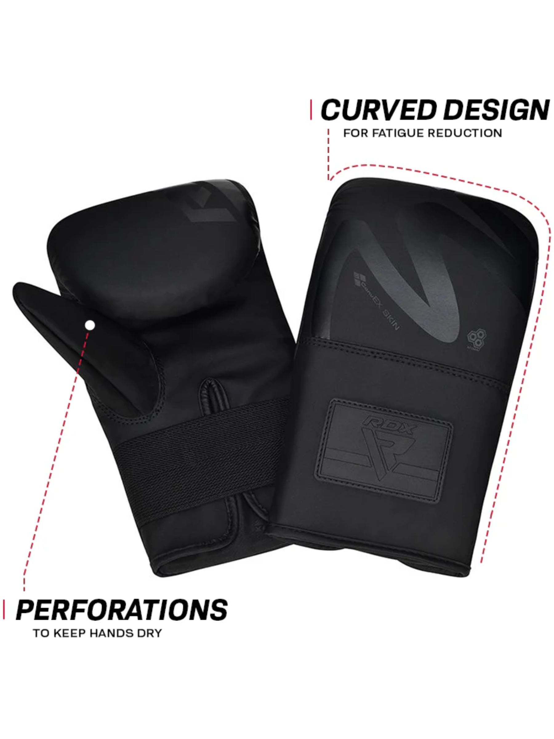 RDX F15 Noir Training Bag Gloves Black