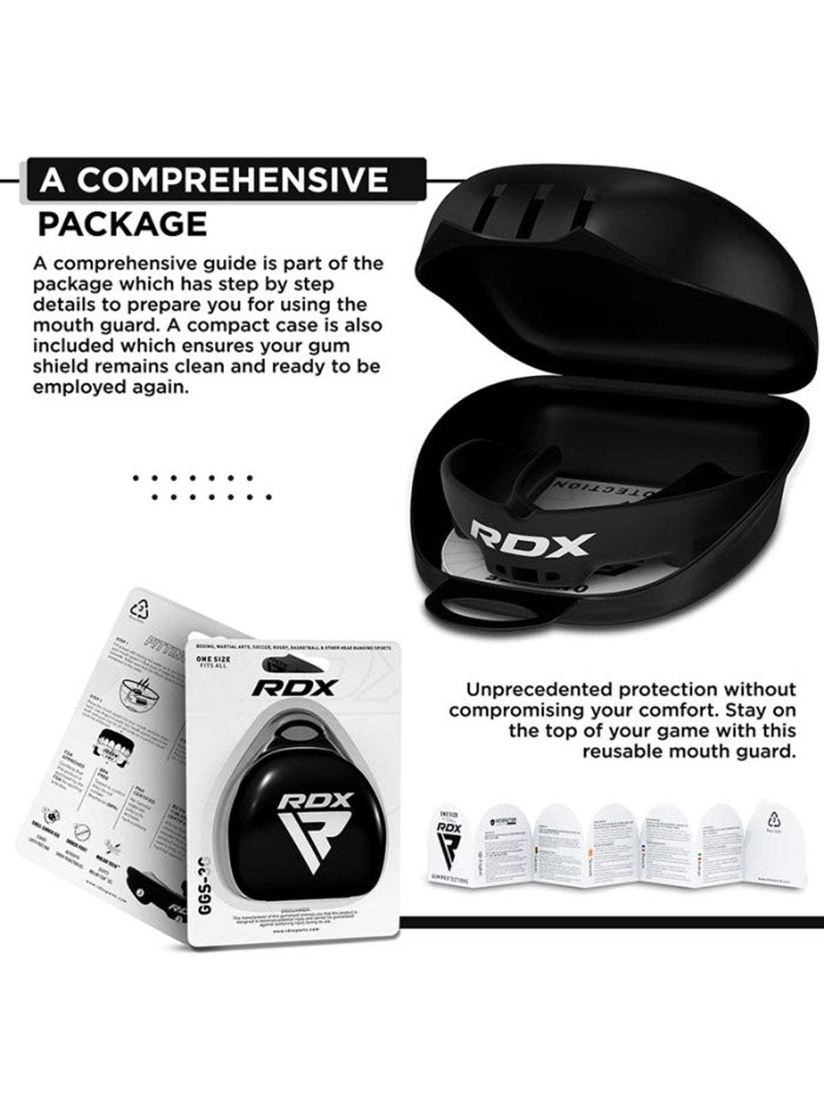 RDX 3W mouth guard, black - what is included in the package