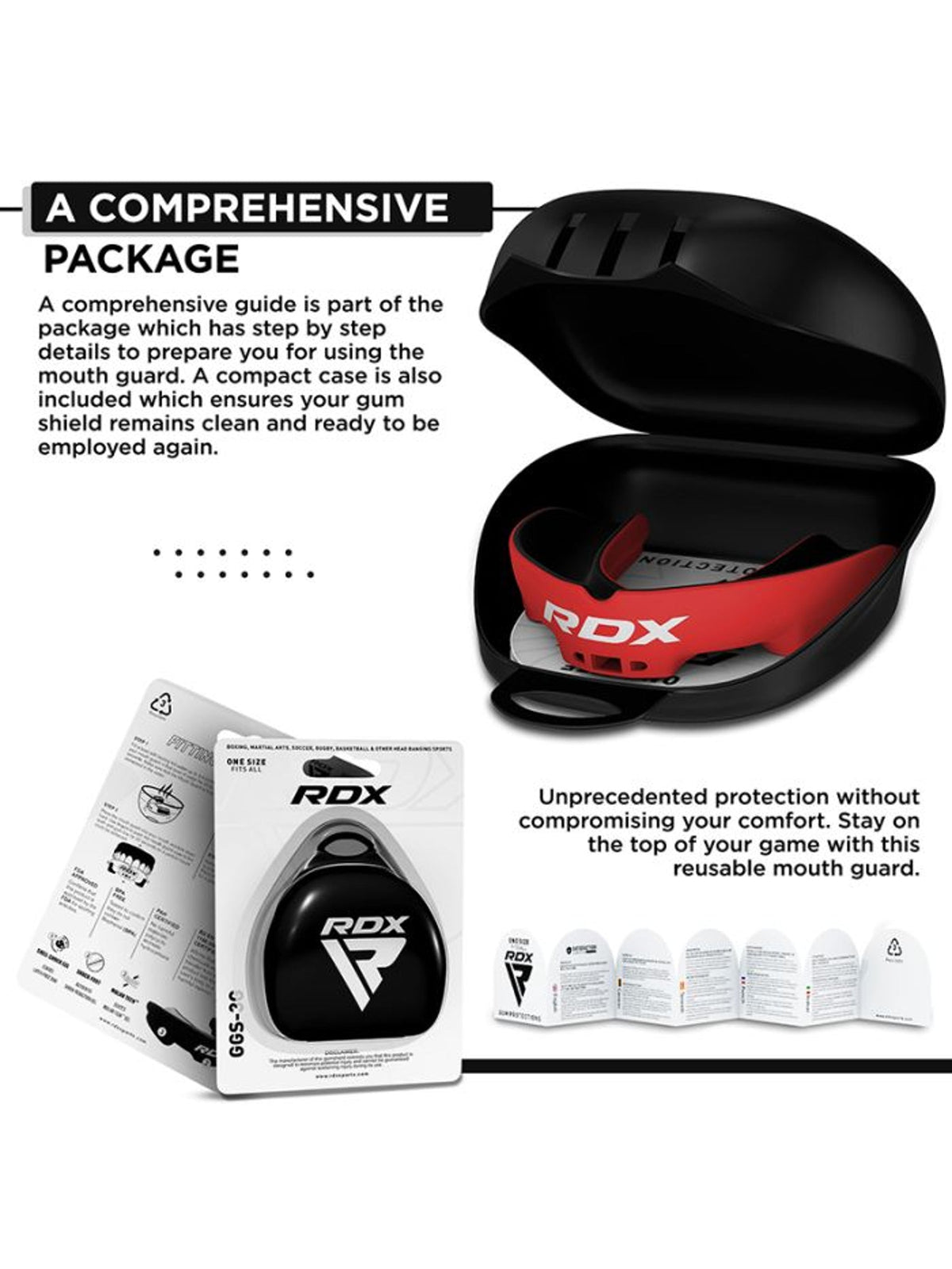 RDX 3W mouth guard, red/black - what is included in the package