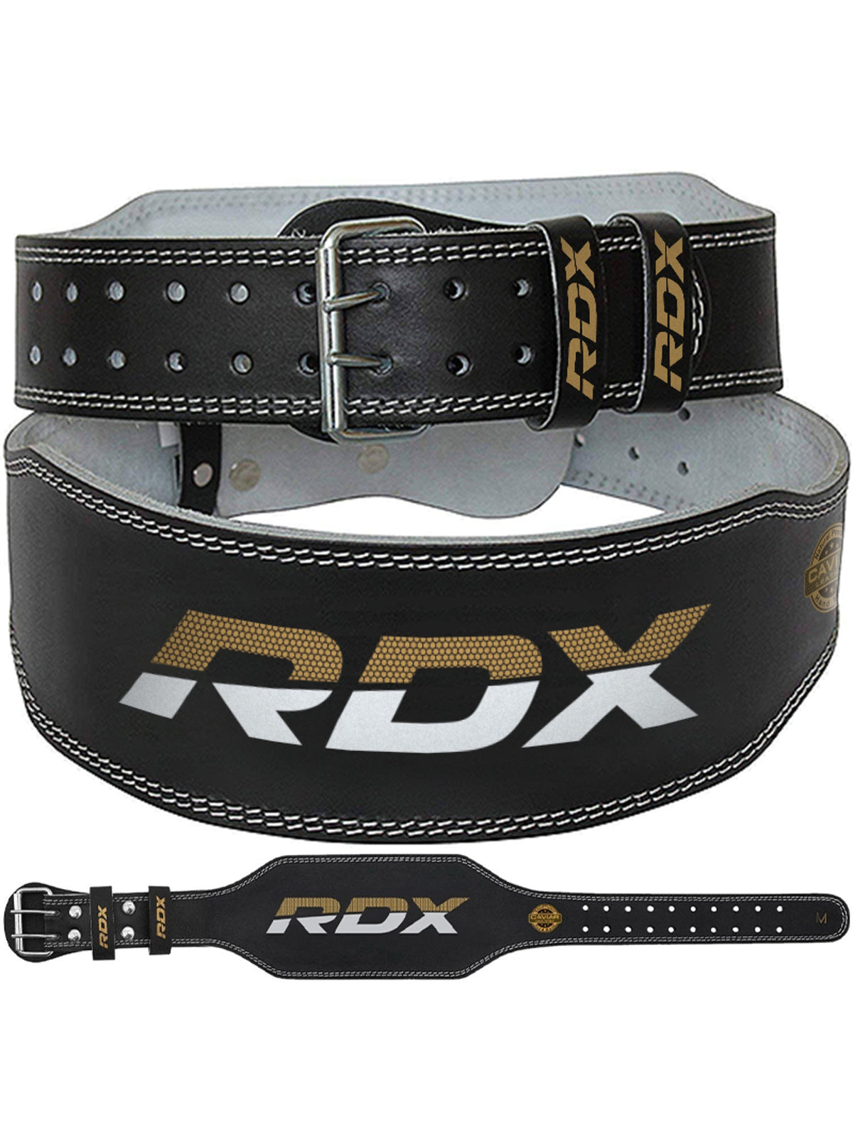 RDX 6 Inch Leather Gym Belt - Black