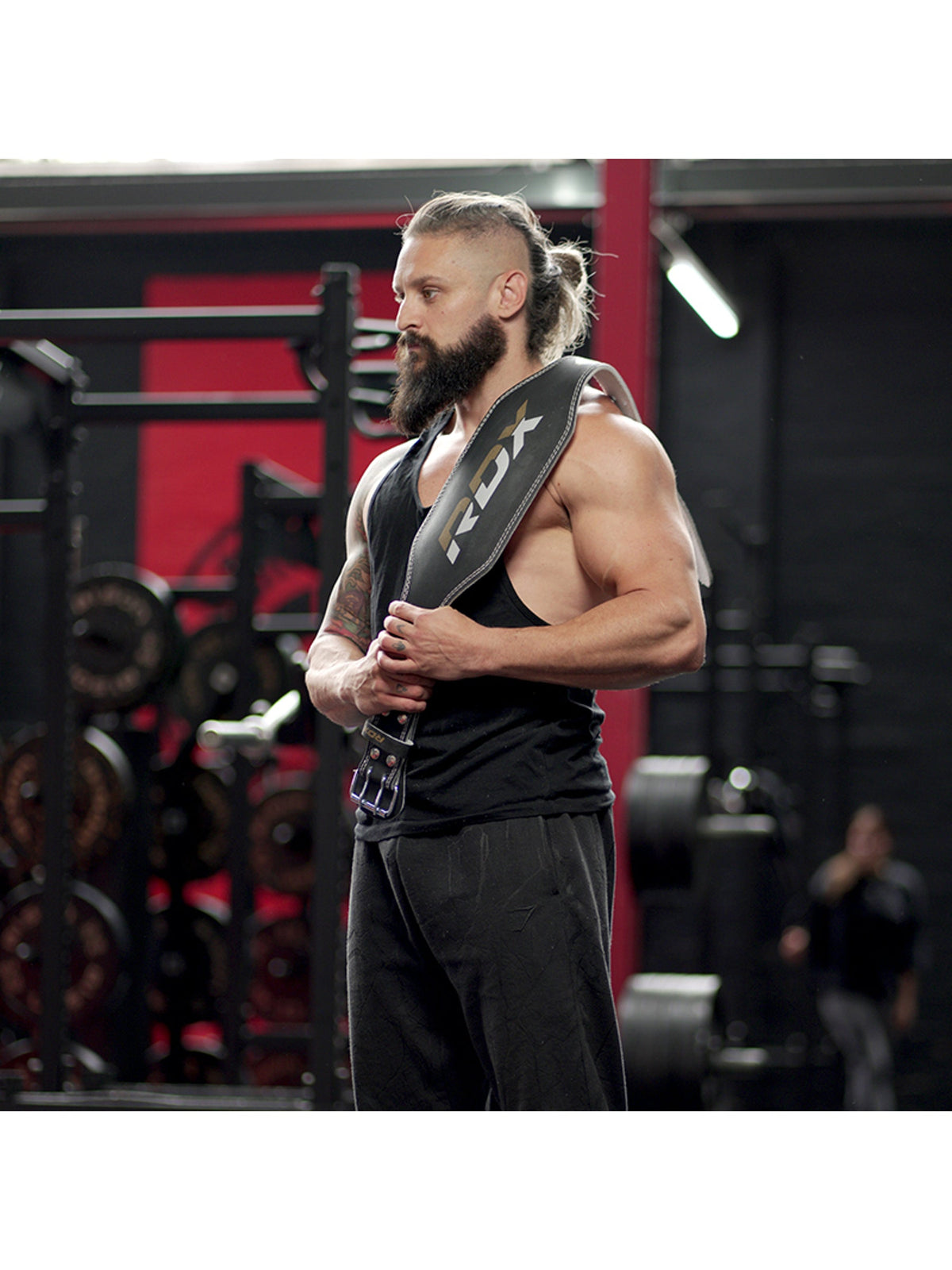 RDX 6 Inch Leather Gym Belt - Black