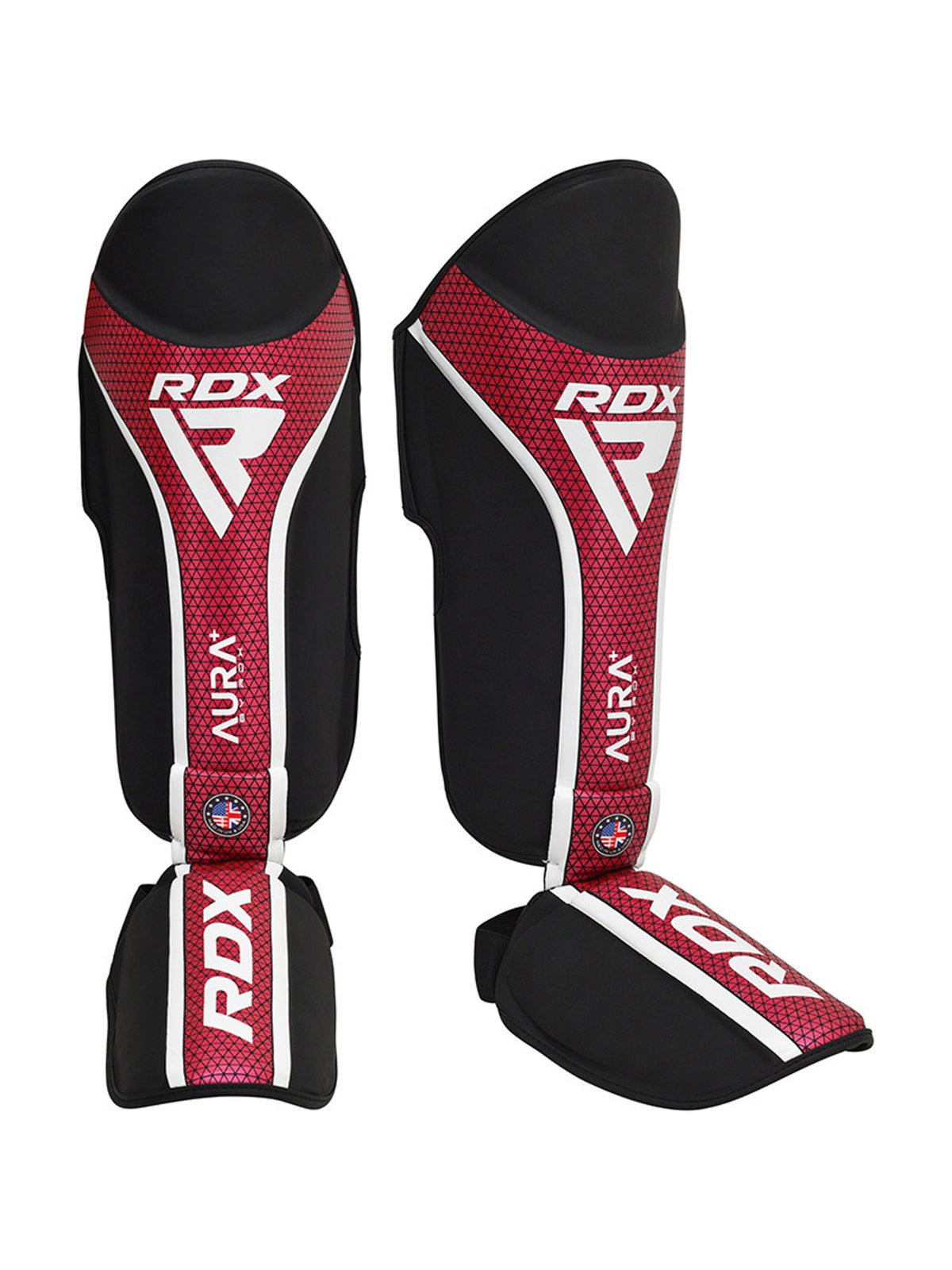RDX Aura Plus T-17 Shin Instep Guards - Red/Black