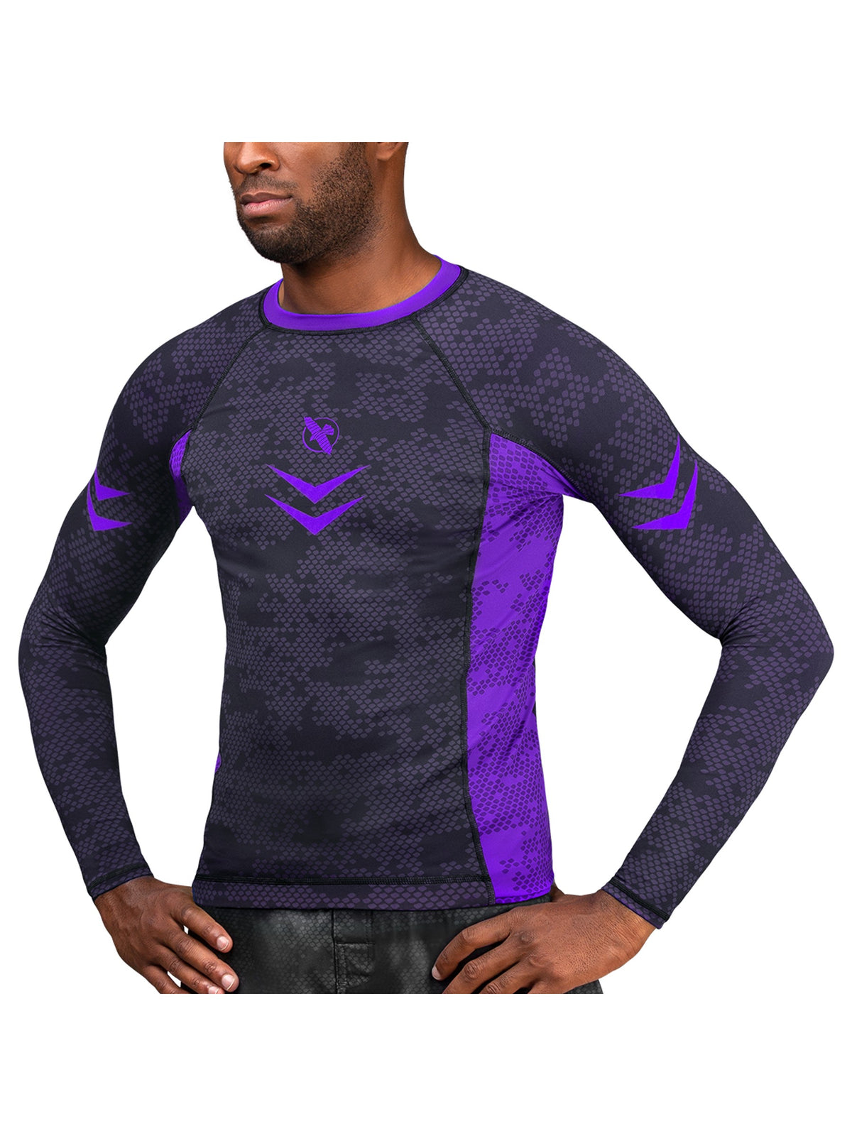 Hayabusa Ranked Long Sleeve Rash Guard, purple, main image