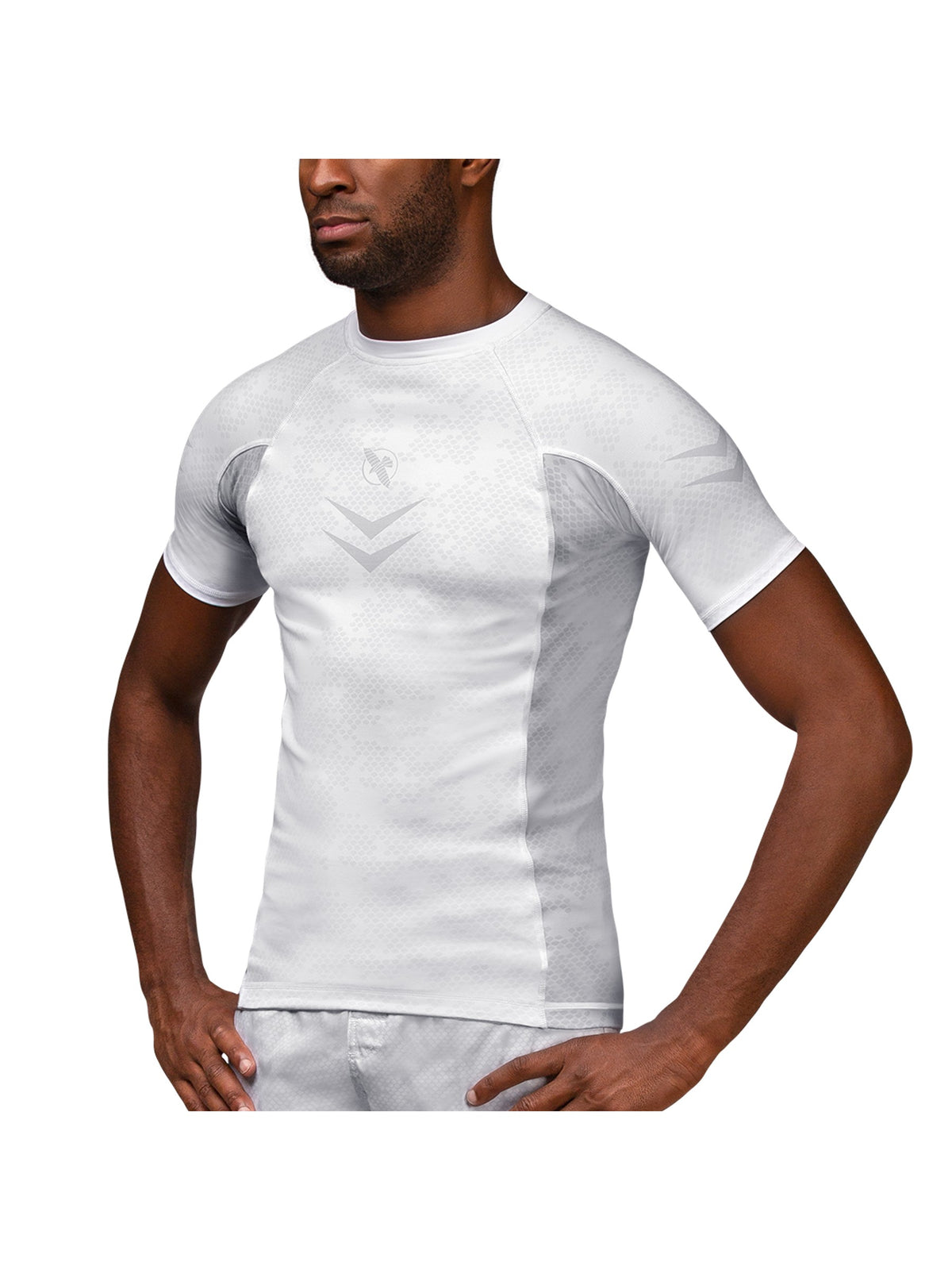 Hayabusa Ranked Short Sleeve Rash Guard, white, main image