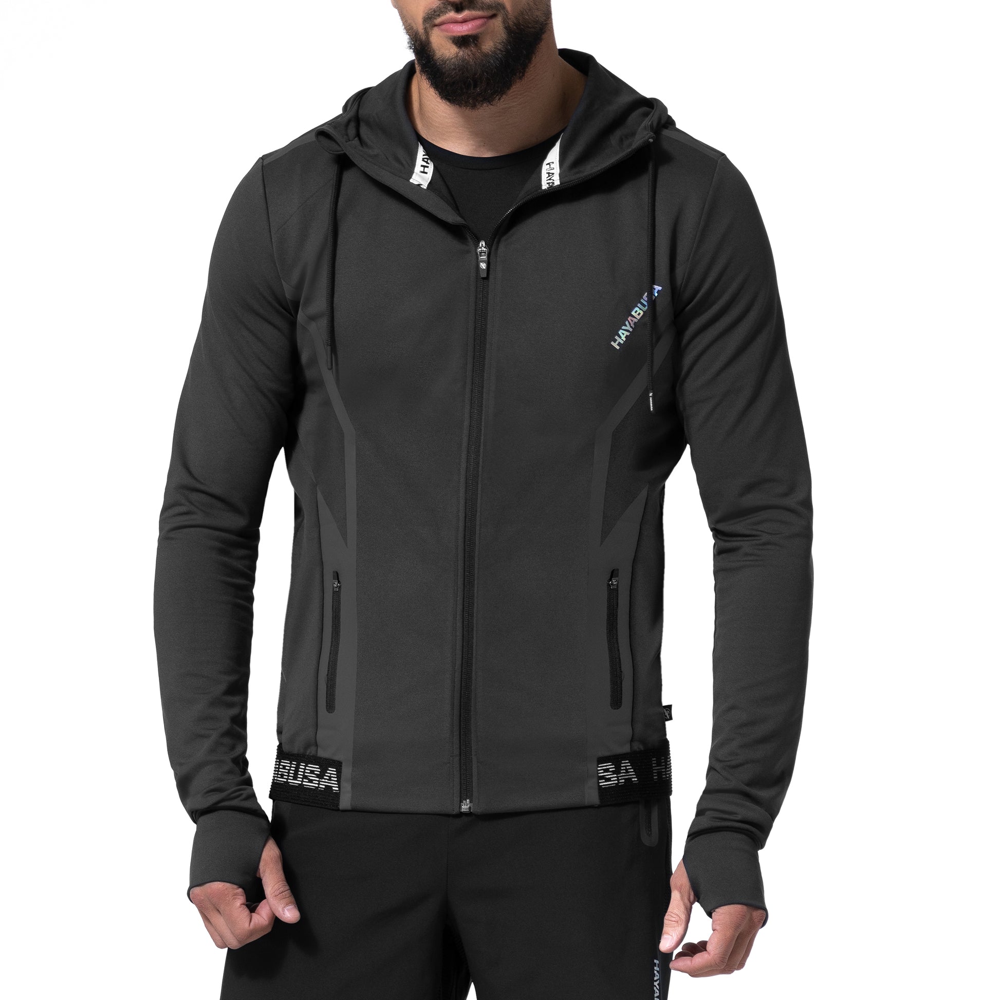 Hayabusa Men's Zip-Up Performance Hoodie – Black Front