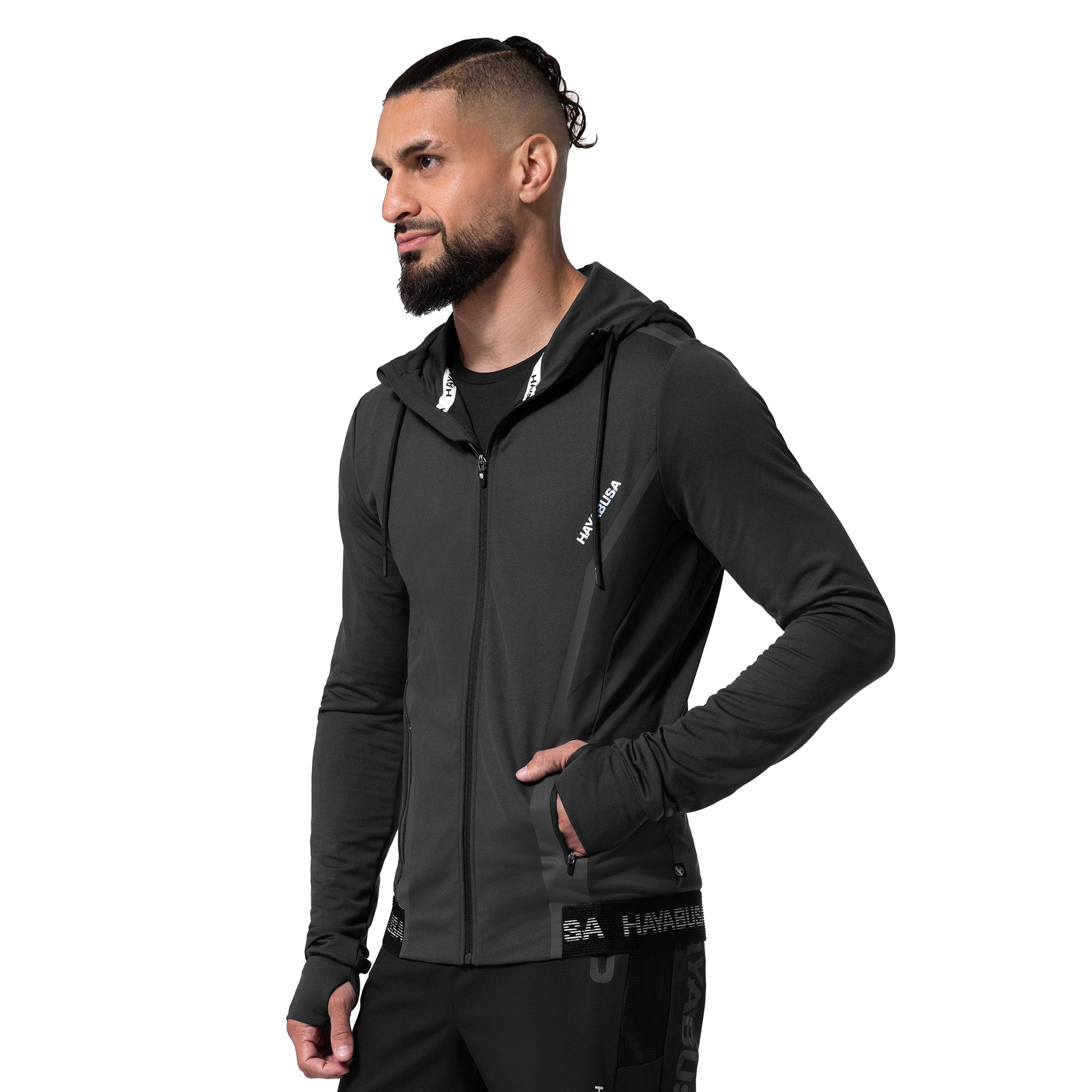 Hayabusa Men's Zip-Up Performance Hoodie – Black Detail