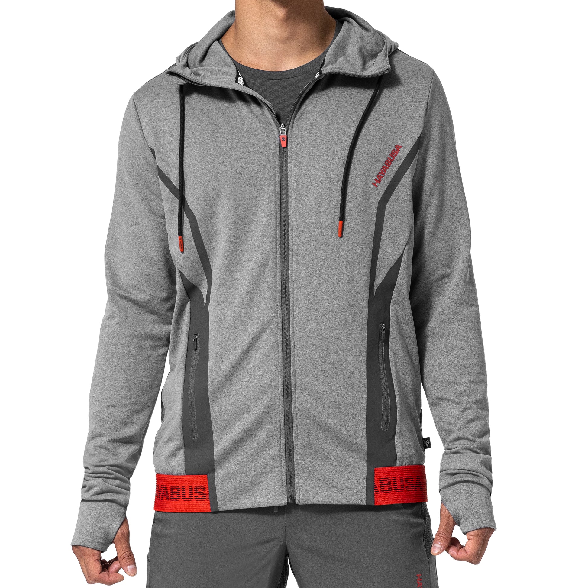 Hayabusa Men's Zip-Up Performance Hoodie – Dark Grey Front