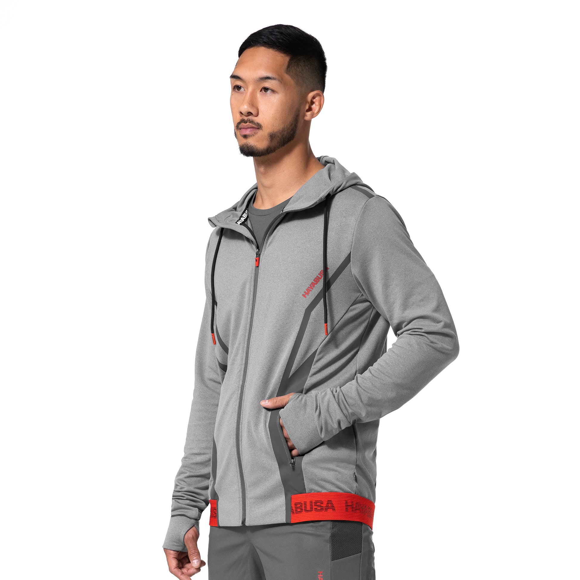Hayabusa Men's Zip-Up Performance Hoodie – Dark Grey Detail