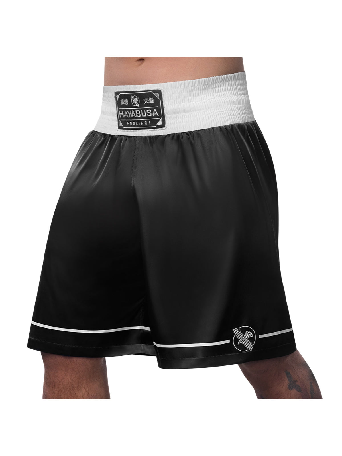 Hayabusa Pro Boxing Shorts – Black Front Left